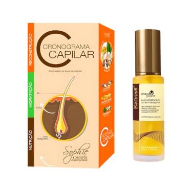 Imagem de Kit Cronograma Capilar Sophie Cosmetic, 3 Máscaras 300g + Óleo de Argan 60ml, Hidratação, Nutrição e Reconstrução