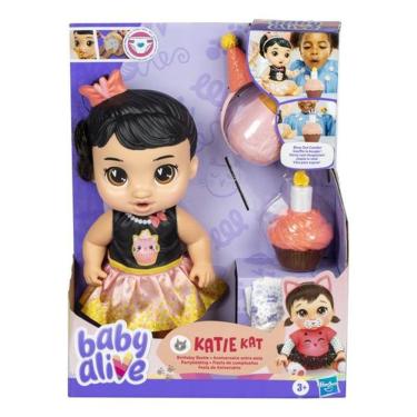 Imagem de Baby Alive Aniversário Katie Kat Boneca De Cabelos Pretos - Hasbro