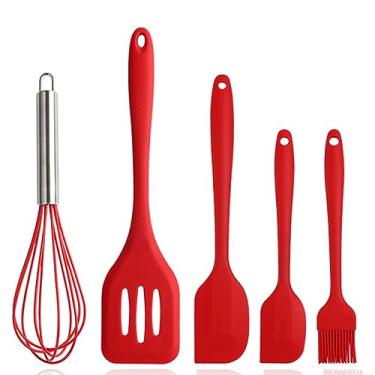 Imagem de Conjunto de utensílios de cozinha de silicone para pá de bolo, espátula ranhurada resistente ao calor para cozinha