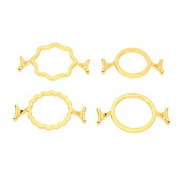 Imagem de Moldes de cera Moldes de cera sela anéis de vedação Moldes de cera 4pcs Estilo variado Gold Color Zinc liga de zinco Durável Os anéis de carimbo de vedação para convites de