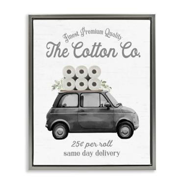 Imagem de Stupell Industries Cotton Co Papel Higiênico Entrega Cinza Emoldurado Tela Flutuante Design de Arte de Parede por Lettered and Lined, 21 x 17