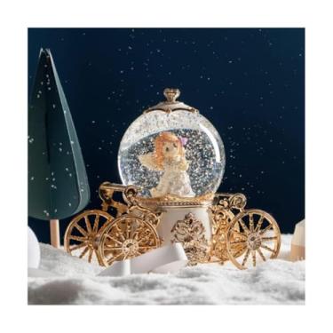 Imagem de ZZTWER Caixa musical fantasia floco de neve abóbora carro bola de cristal caixa de música, globo de neve com luzes coloridas para presente de aniversário, Natal, Ano Novo