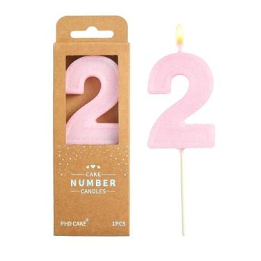 Imagem de PHD CAKE 2,76 polegadas Luxe Pink Glitter 2 números velas de aniversário, número rosa, número de bolo, festa celebração