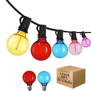 Imagem de ShineU Cordão de luzes LED de 1,2 m à prova d'água, globo de LED G40, iluminação externa para pátio com 27 lâmpadas vintage à prova de estilhaçamento, luzes de quintal conectáveis para jardim, bistrô