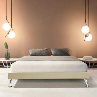 Imagem de Estrutura Para Cama Casal Base Japonesa 140cm Veludo Bege