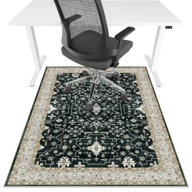 Imagem de Tapete de cadeira de escritório para piso de madeira e piso de azulejo, tapete de cadeira de mesa resistente de 91 cm x 48 para pisos duros, tapete sob a mesa para cadeira de computador com rodas
