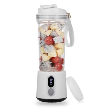Imagem de Liquidificador portátil de 500 ml para shakes e smoothies, recarregável por USB-C de 4000 mAh, 6 lâminas de aço inoxidável, liquidificador pessoal de viagem sem fio para academia, cozinha, uso ao ar