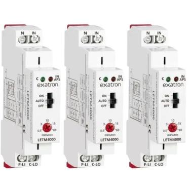 Imagem de 3 Relé Temporizador Minuteria Multifunção Bivolt 50/60hz Din 35 Exatro