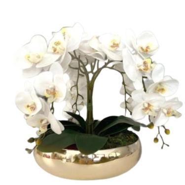 Imagem de Arranjo Luxo 4 Flores De Orquídeas Real Branca Vaso Espelho - La Caza 