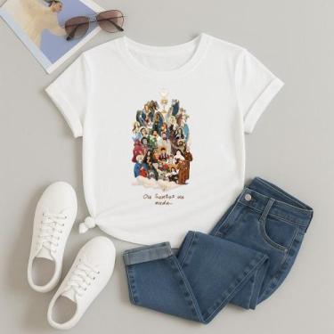 Imagem de Camiseta Algodão Unissex Estampada Ou Santos Ou Nada Blusa Feminina Ma