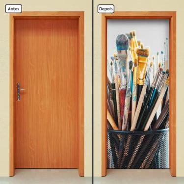 Imagem de Adesivo Decorativo de Porta - Pincéis de Pintura - 1074cnpt - Allodi