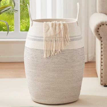 Imagem de Cesto de roupa suja OIAHOMY Woven Cotton Rope 65 cm para armazenamento