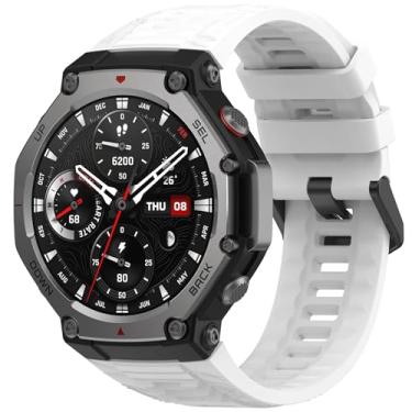 Imagem de XINGMALY Pulseira de substituição compatível com Amazfit T-Rex 3, pulseira de substituição esportiva de silicone macio flexível resistente ao suor para Amazfit T-Rex 3 Smart Watch (branca)
