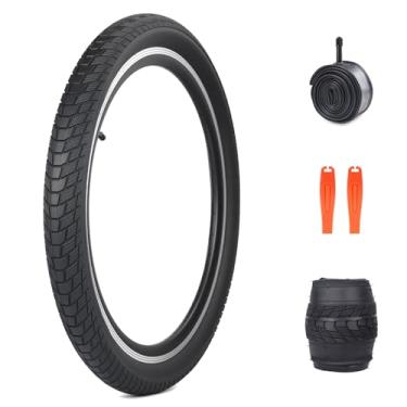 Imagem de MEGHNA Conjunto de pneus de bicicleta infantil 61.0 cm BMX 61.0 cm x 6.1 cm (60-507) Pneu de substituição antiderrapante dobrável ranhurado para todos os terrenos para bicicleta Cruiser Bike Mountain