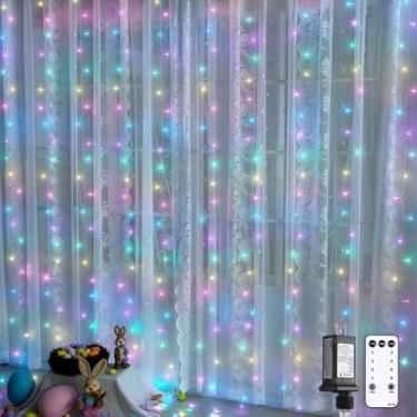 Imagem de Luzes de cortina JMEXSUSS 300LED Easter 3x3m com controle remoto