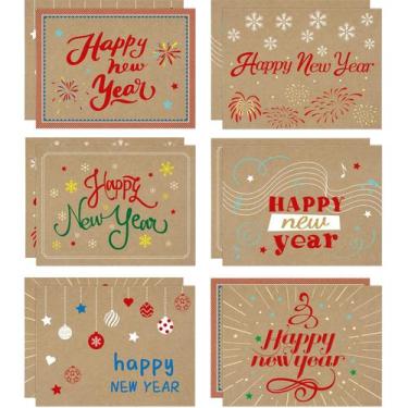 Imagem de Cartões comemorativos Fancy Land Happy New Year 2025 com envelopes