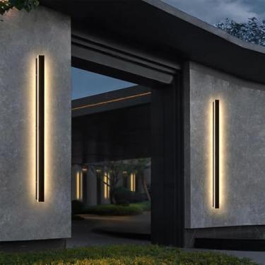 Imagem de EWIMXSVC Arandelas de parede externa de 150 cm de comprimento, conjunto de 2 luzes de parede pretas modernas externas, luz externa à prova d'água, luzes externas modernas de 3000 k para casa, garagem