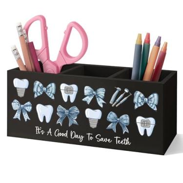 Imagem de VIITlUE 738 Porta-lápis de madeira, organizador de decoração de mesa