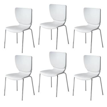 Imagem de Conjunto 6 Cadeiras Empilháveis 47cm Mono Branco