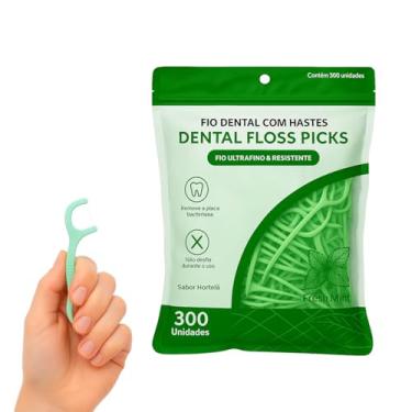 Imagem de Fio Dental com Haste Floss Picks Sabor Menta Hortelã 300 Unidades
