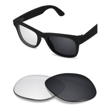Imagem de BLAZERBUCK Lentes de substituição anti-sal compatíveis com RayBan Meta Wayfarer RW4008 53 mm - Fotocromática transparente a preta