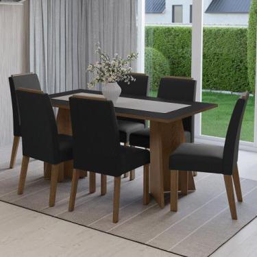 Imagem de Conjunto Sala de Jantar Tampo de Madeira 6 Cadeiras Soho Madesa, Rusti