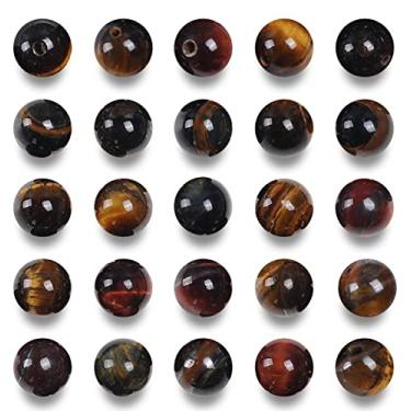 Imagem de Contas tricolores de olho de tigre para fabricação de joias 10 mm contas redondas de pedra para pulseiras pedra jaspe natural 36 peças/fio