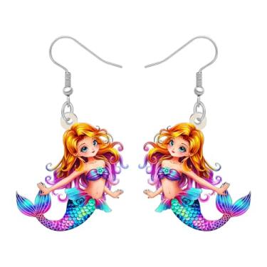 Imagem de LONYOO Brincos de sereia de anime de acrílico para mulheres, brincos estéticos de praia, joias de princesa do oceano, presentes de sereia para mulheres amantes de praia, Medium, Acrílico, Sem pedra