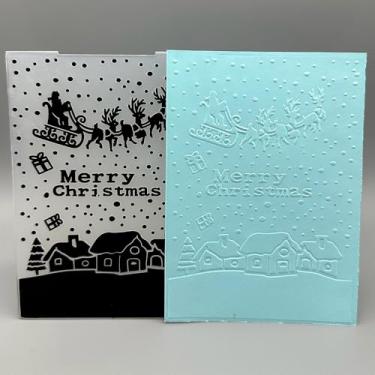 Imagem de Modelo de pasta em relevo de plástico 3D, textura de trenó de Natal, tamanho A6, para fazer cartões, faça você mesmo, scrapbook, papel, artesanato, artesanato, scrapbook, artes, decoração