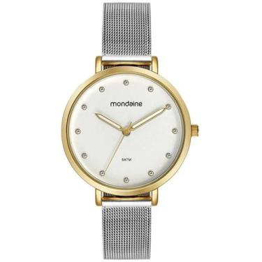 Imagem de Relógio Mondaine Feminino Malha de Aço Prata Dourado 32847LPMVBE1