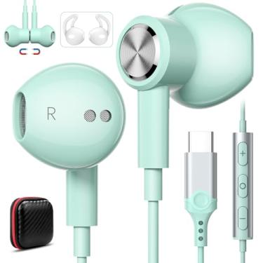 Imagem de Fones de ouvido USB C com microfone para iPhone 17 Pro Max 16e 16 15, fones de ouvido com fio, fone de ouvido esportivo HiFi magnético tipo C para iPad Pro Air Samsung Flip Fold Galaxy S25 S24 S23