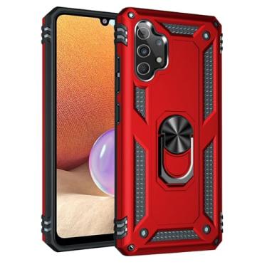 Imagem de SORAKA Capa para Samsung Galaxy A32 4G com suporte para anel Capa Slim Fit de TPU macio Capa Samsung Galaxy A32 4G com placa de metal para suporte magnético de telefone para carro