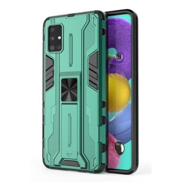 Imagem de SORAKA Capa para Samsung Galaxy A51 4G com suporte Capa de proteção resistente para Samsung Galaxy A51 4G Capa com placa de metal para suporte magnético para carro Capa Silm Fit