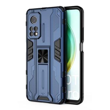 Imagem de SORAKA Capa para Xiaomi Mi 10T 5G com suporte Capa de proteção resistente para Xiaomi Mi 10T Pro 5G Capa com placa de metal para suporte magnético para carro Capa Silm Fit