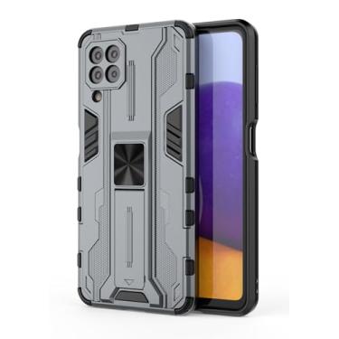 Imagem de SORAKA Capa para Samsung Galaxy A22 4G com suporte Capa de proteção resistente para Samsung Galaxy A22 4G Capa com placa de metal para suporte magnético para carro Capa Silm Fit