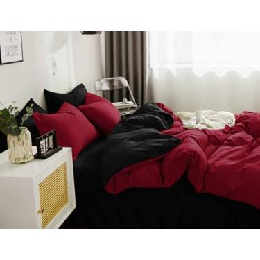 Imagem de Nanko Conjunto de edredom King Size vermelho e preto, para todas as estações, macio e reversível, conjunto de cama alternativo com enchimento de microfibra, conjunto de cama de fazenda moderna em uma