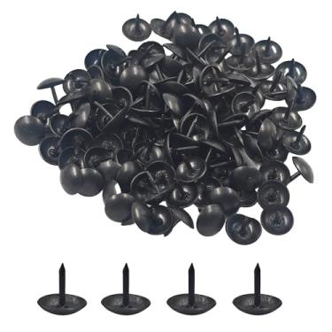 Imagem de STFRBTH 200 peças de tachas de estofamento pretas de 9 x 9 mm, pregos de móveis de cabeça redonda, tachas de metal para projetos de bricolage, sofá, quadro de cortiça, decoração de casa