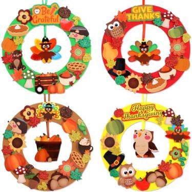 Imagem de Fancy Land 16 conjuntos de artesanato de Ação de Graças para crianças, espuma, faça você mesmo, enfeites de guirlanda, kits de artesanato, atividades de outono e Ação de Graças, decoração de sala de