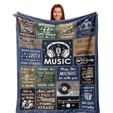 Imagem de Zolumy Presentes de música exclusivos para homens/mulheres, presentes para amantes de música para músico/professor de música, decoração temática de música divertida/objetos/acessórios, cobertor de som