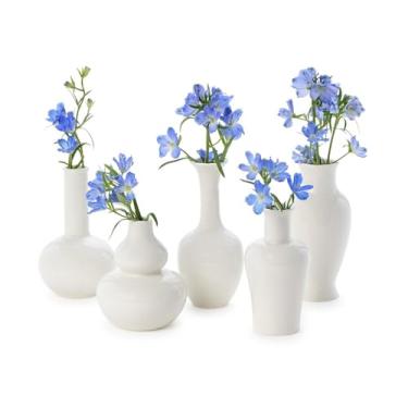 Imagem de Two's Company Vasos brancos clássicos, 15 cm, porcelana, conjunto de 5