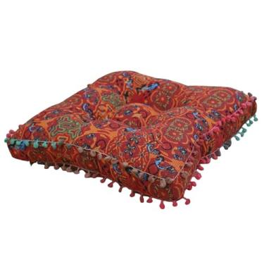 Imagem de Stgfyxgs Almofada de assento quadrada tatami almofada de chão de cadeira pufe para cadeiras de jantar tatami, Laranja Marroquina