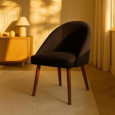 Imagem de Kit 4 Cadeiras de Jantar Lua Pe Palito Suede - Silverio Decor, Marrom