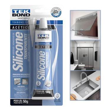 Imagem de Silicone Acético Tekbond 50g Incolor Multiuso Vedação Geral - NoBrand