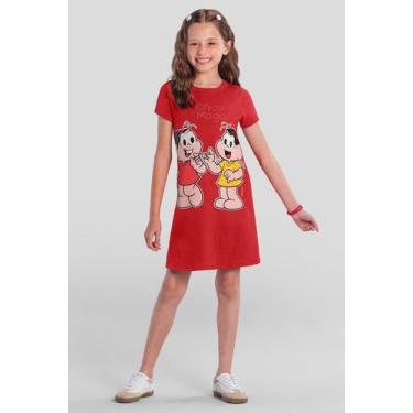 Imagem de Vestido infantil menina da Turma da Mônica Brandili, 6, Vermelho