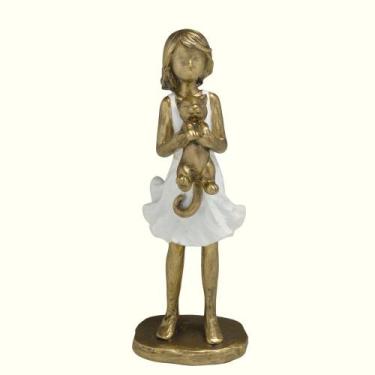 Imagem de Escultura Família Menina Com Gatinho Em Resina - Espressione