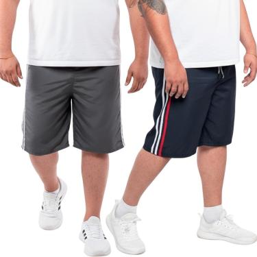 Imagem de KIT 2 Bermudas Masculina Plus Size Calção Tactel Short Liso Praia Academia-Masculino