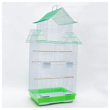 Imagem de Gaiola de pássaro periquito gaiola de pássaro grande aço inoxidável gaiola de pássaro estorninho pintado gaiola de papagaio de ferro forjado adequada para canário amor pássaro pombo ninho de pássaro