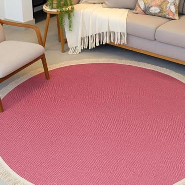 Imagem de Tapete Redondo Dubai Jacquard 200 x 200cm Interior Moderno Antiderrapante Quadrado (Rosa Mesclado)