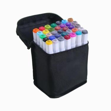 Imagem de Conjunto de Marcadores Artísticos, 36 Cores Sortidas, com Estojo de Transporte Preto, para Desenho e Ilustração