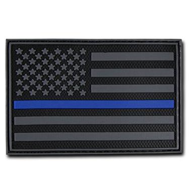 Imagem de Rapdom Boné de borracha tática com linha azul fina, preta, 7,6 cm x 5 cm